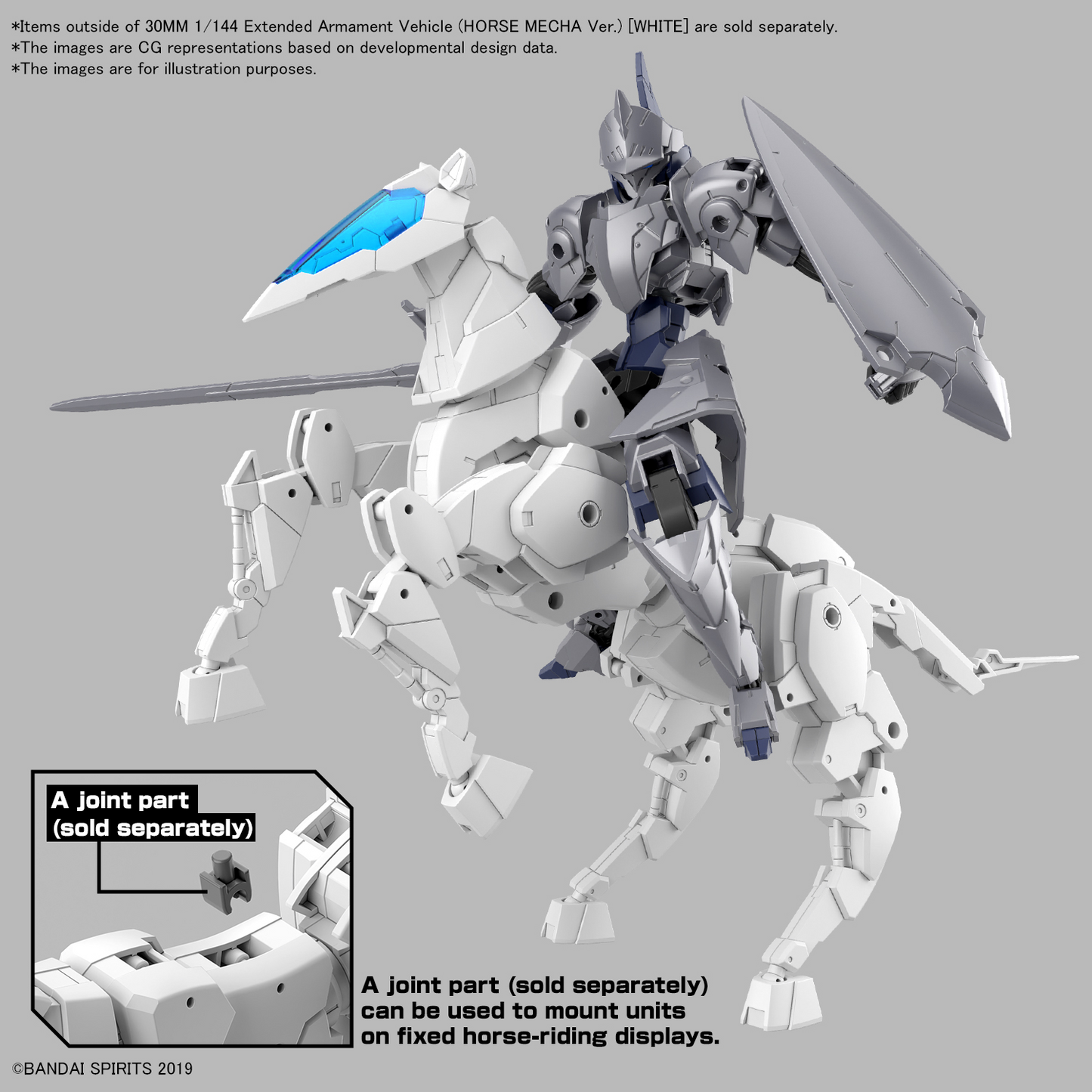 BANDAI Hobby 30MM 1/144 Extended Armament Vehicle (HORSE MECHA Ver.) [WHITE]