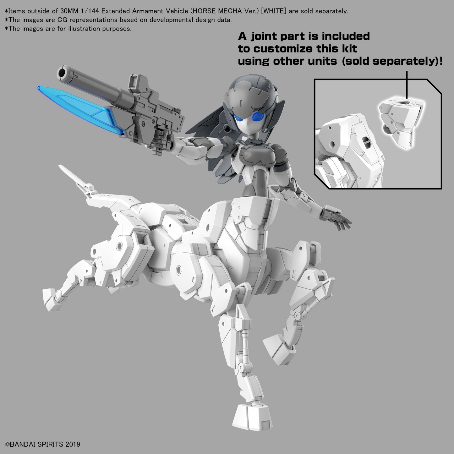 BANDAI Hobby 30MM 1/144 Extended Armament Vehicle (HORSE MECHA Ver.) [WHITE]