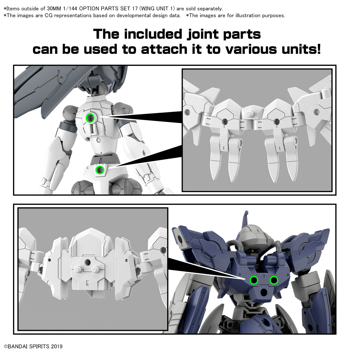 BANDAI Hobby 30MM 1/144 OPTION PARTS SET 17 (WING UNIT 1)