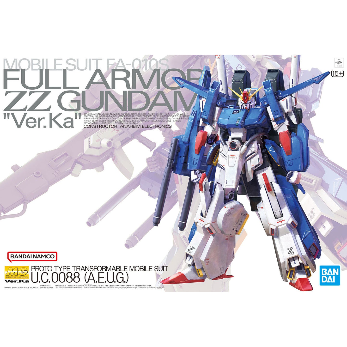 BANDAI Hobby MG 1/100 FULL ARMOR ZZ GUNDAM Ver.Ka
