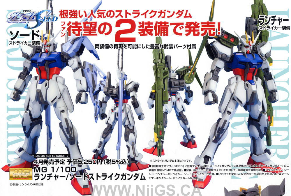 BANDAI HOBBY MG 1/100 STRIKE GUNDAM LAUNCHER / SWORD - Nii G Shop