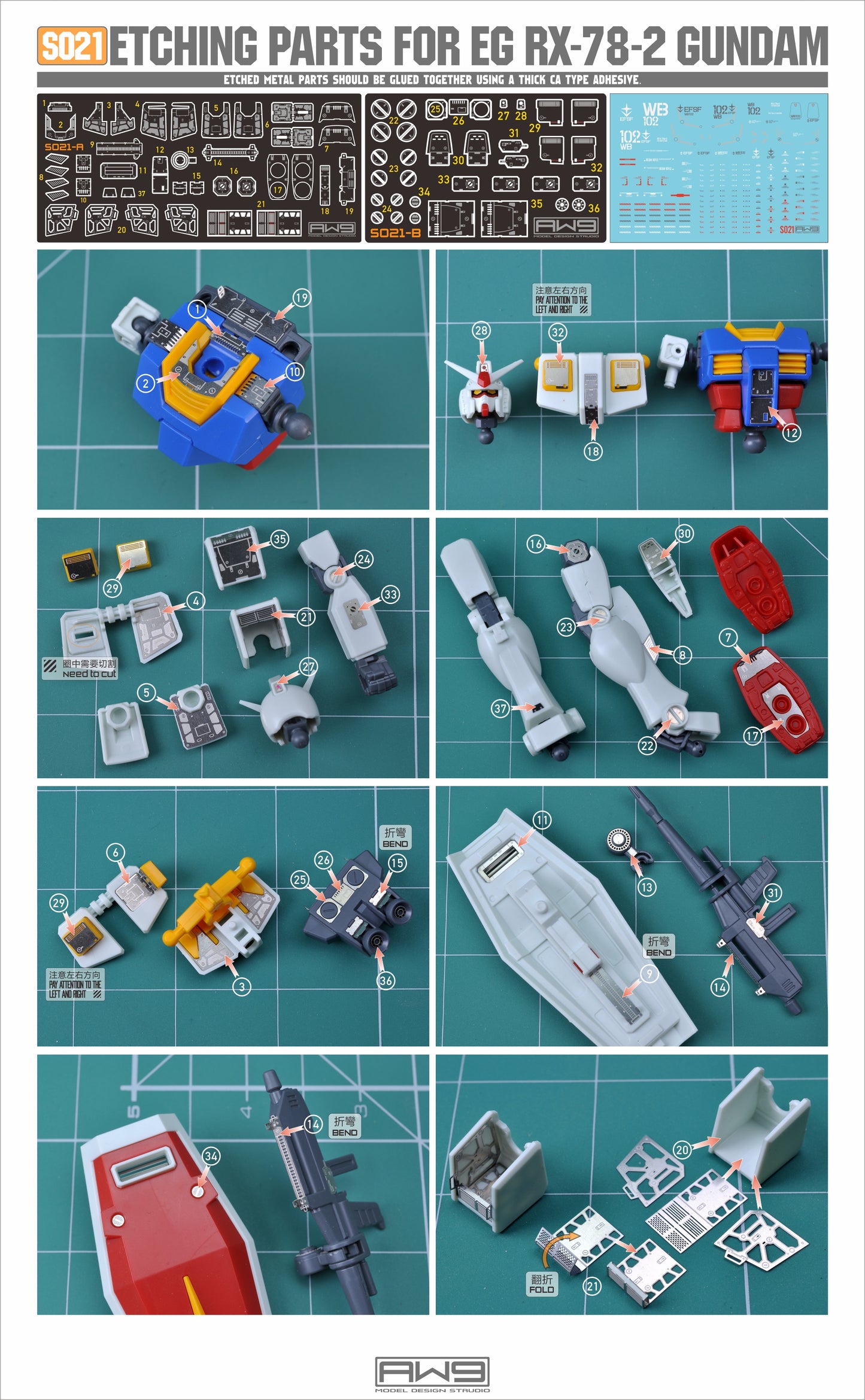 Madworks S21 Etching Parts for EG RX78-2 Gundam